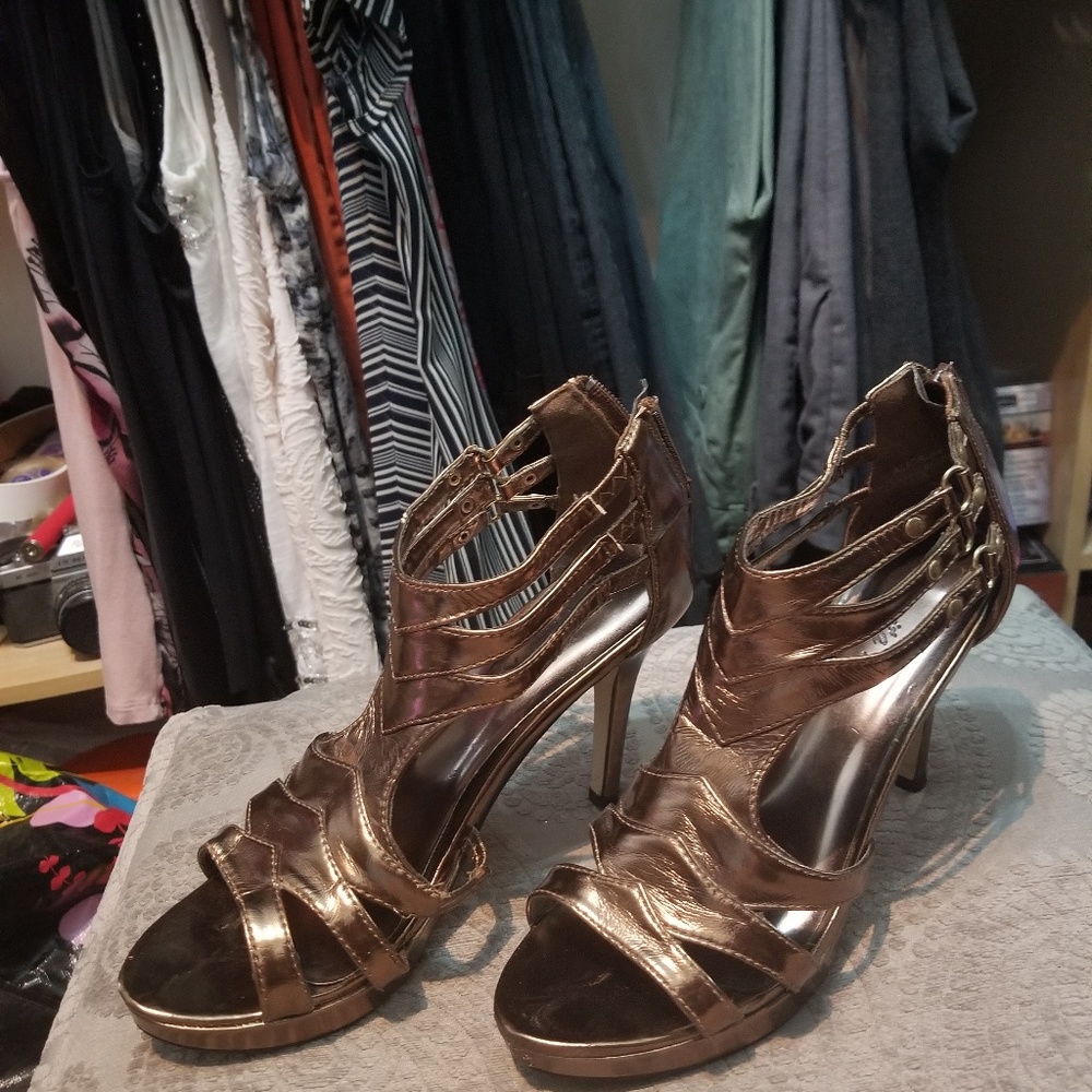 Damita K gladiator stiletto heels bronze size 7